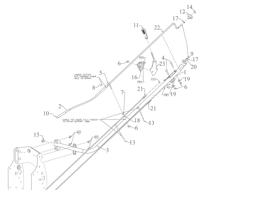 Chute Crank Assembly Diagram and Parts List for 19A40024OEM (-2022)(2016) Yard Machines Lawn Tractor